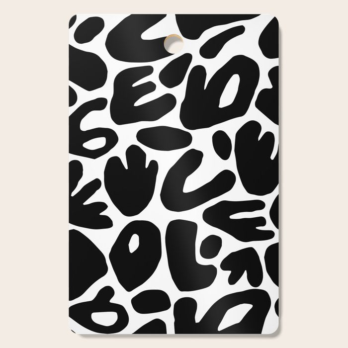 Abstract black and white organic nature art pattern Cutting Board Gallery Image 1