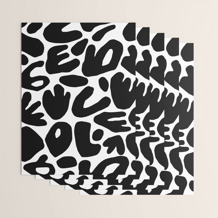 Abstract black and white organic nature art pattern Wrapping Paper Gallery Image 3