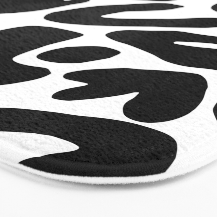 Abstract black and white organic nature art pattern Bath Mat Gallery Image 3