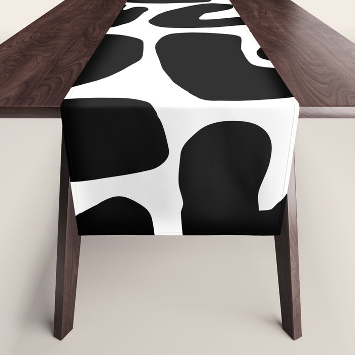Abstract black and white organic nature art pattern Table Runner Gallery Image 1