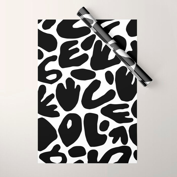 Abstract black and white organic nature art pattern Wrapping Paper Gallery Image 1