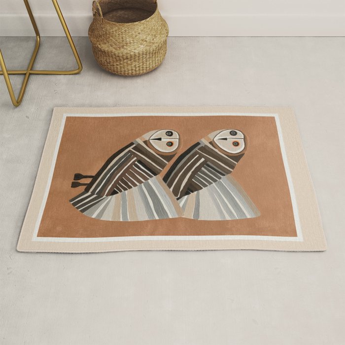 Striped Owl Pair Rug Gallery Image 1