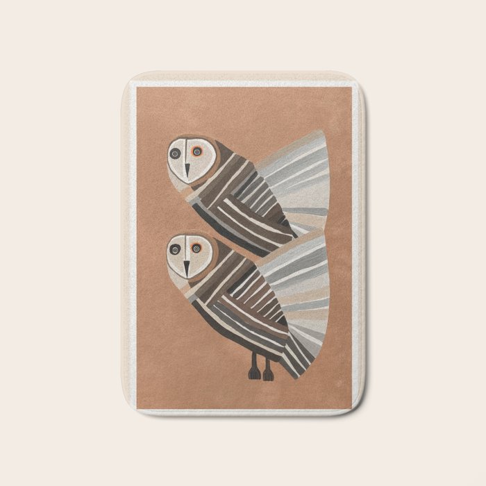 Striped Owl Pair Bath Mat Gallery Image 1