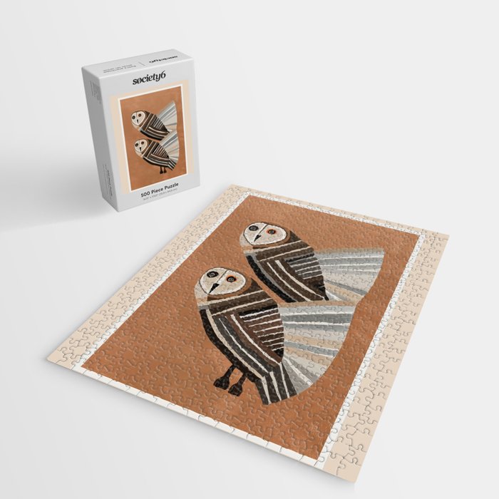 Striped Owl Pair Jigsaw Puzzle Gallery Image 2