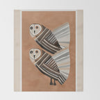 Striped Owl Pair Throw Blanket Gallery Image 2