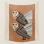 Striped Owl Pair Wall Tapestry Gallery Image 4