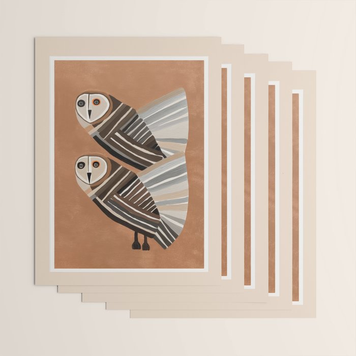 Striped Owl Pair Wrapping Paper Gallery Image 3