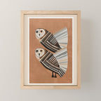Striped Owl Pair Mini Art Print Gallery Image 1