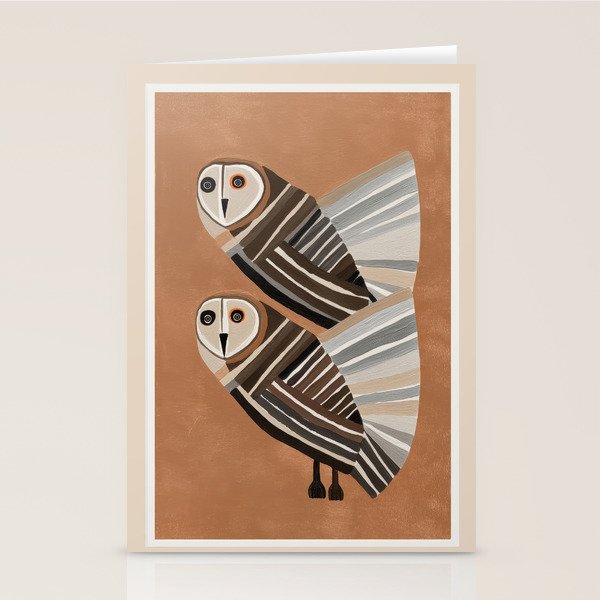 Striped Owl Pair Stationery Card Gallery Image 2