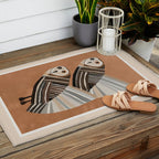 Striped Owl Pair Outdoor Rug Gallery Image 2