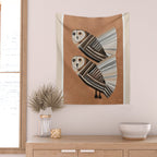 Striped Owl Pair Wall Tapestry Gallery Image 2