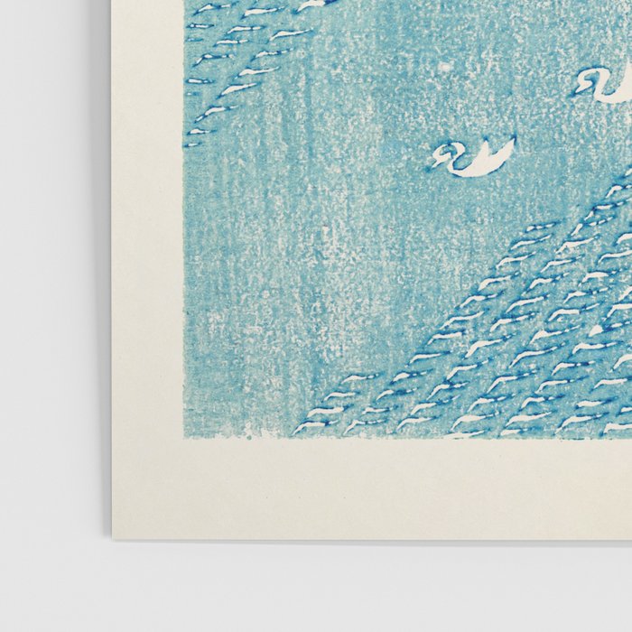 Japanese Swans Vintage Illustration by Taguchi Tomoki 1860-1896 Peaceful Blue Tranquil Minimalist Poster Gallery Image 3