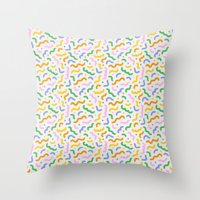 Colorful line doodle art pattern Throw Pillow Gallery Image 6