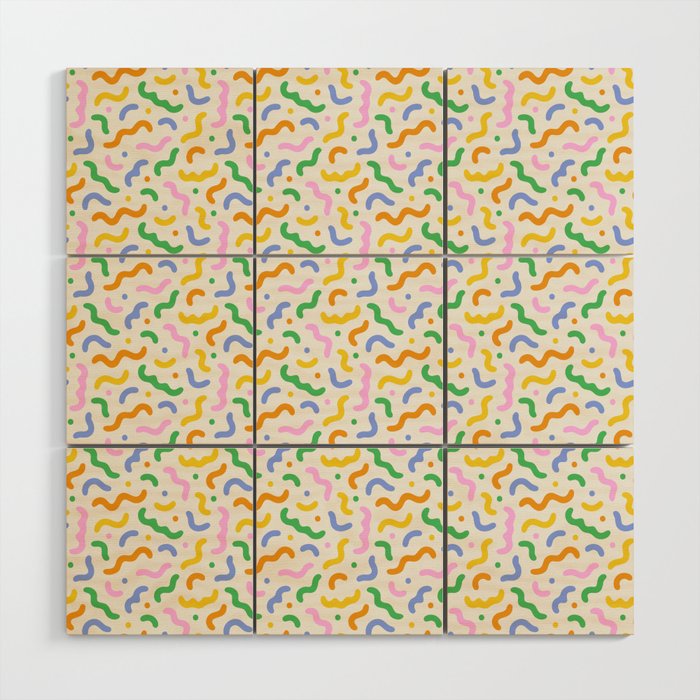 Colorful line doodle art pattern Wood Wall Art Gallery Image 1