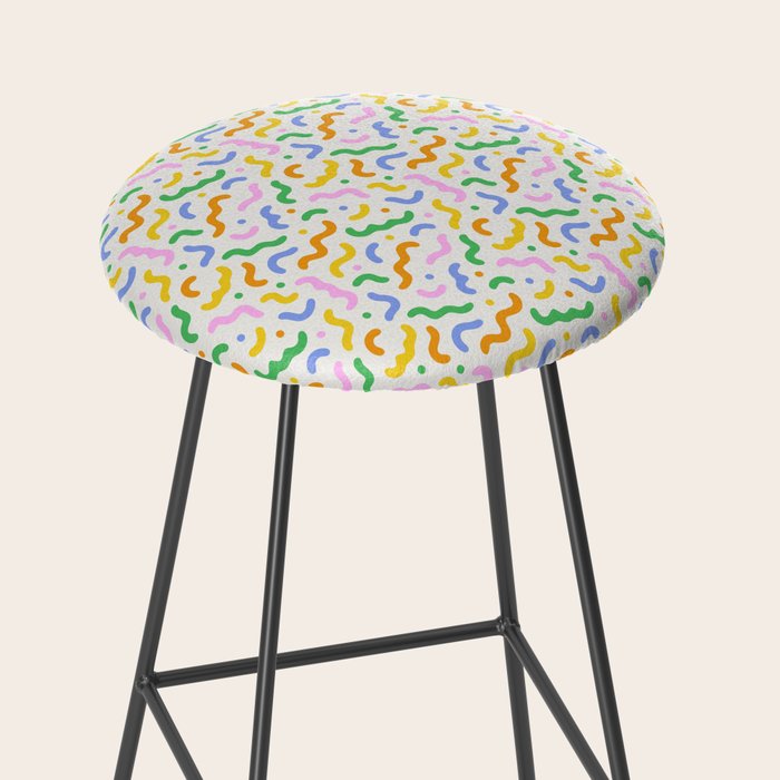 Colorful line doodle art pattern Stool Gallery Image 2