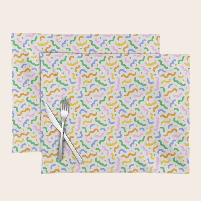 Colorful line doodle art pattern Placemat Gallery Image 1