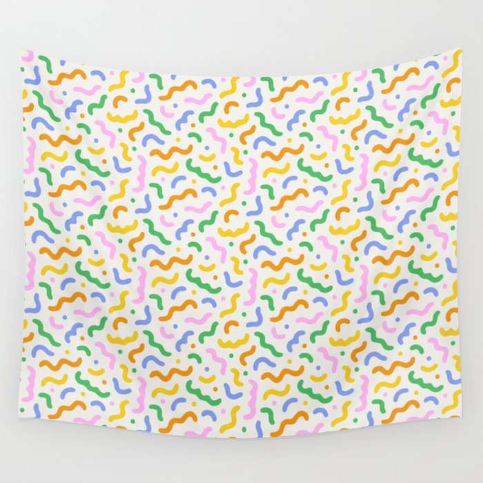 Colorful line doodle art pattern Wall Tapestry Gallery Image 4