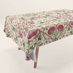 William Morris Vintage Lodden Rose Pink Thyme Green Floral Pattern Tablecloth Gallery Image 1