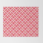 Red love heart checkered pattern Throw Blanket Gallery Image 2