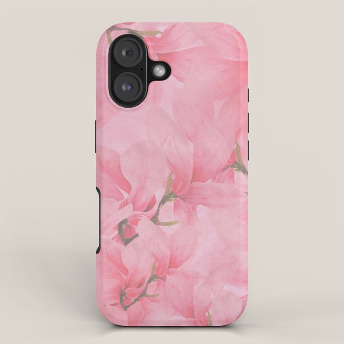 Blush pink green watercolor orchids flowers  iPhone Case Gallery Image 1