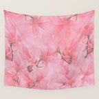 Blush pink green watercolor orchids flowers  Wall Tapestry Gallery Image 4