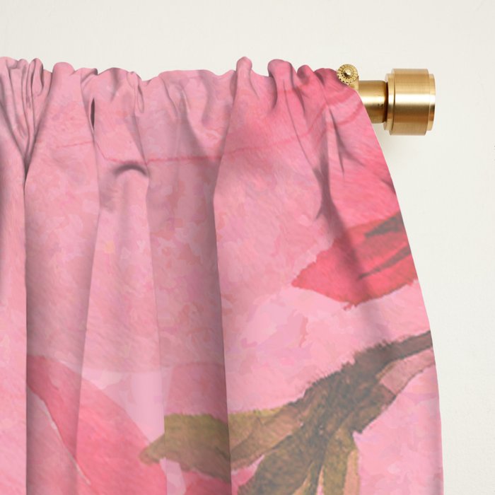 Blush pink green watercolor orchids flowers  Window Curtain Gallery Image 2