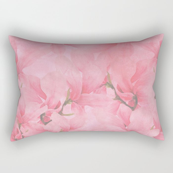 Blush pink green watercolor orchids flowers  Rectangular Pillow Gallery Image 1
