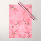 Blush pink green watercolor orchids flowers  Wrapping Paper Gallery Image 1