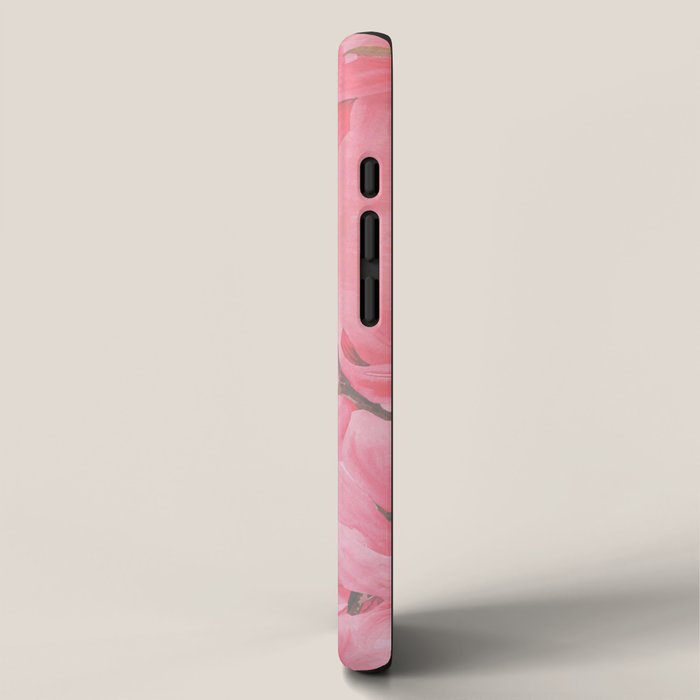 Blush pink green watercolor orchids flowers  iPhone Case Gallery Image 2