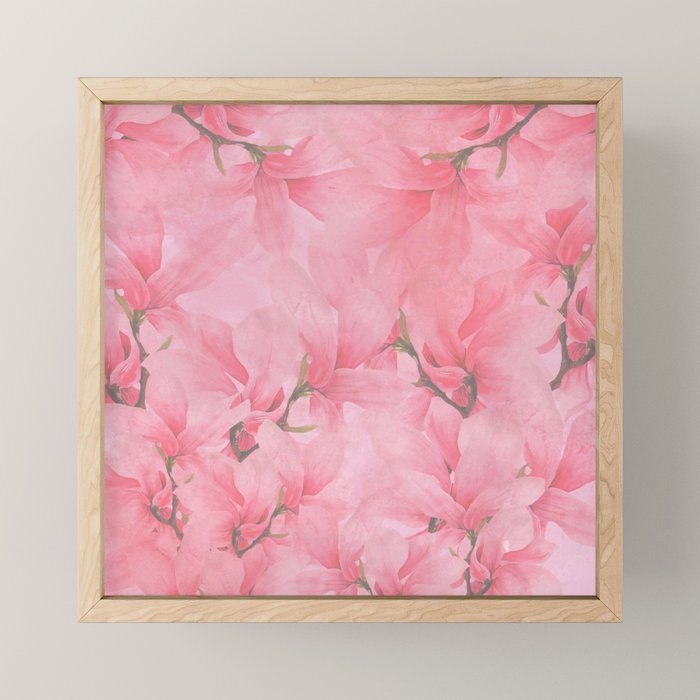 Blush pink green watercolor orchids flowers  Mini Art Print Gallery Image 1