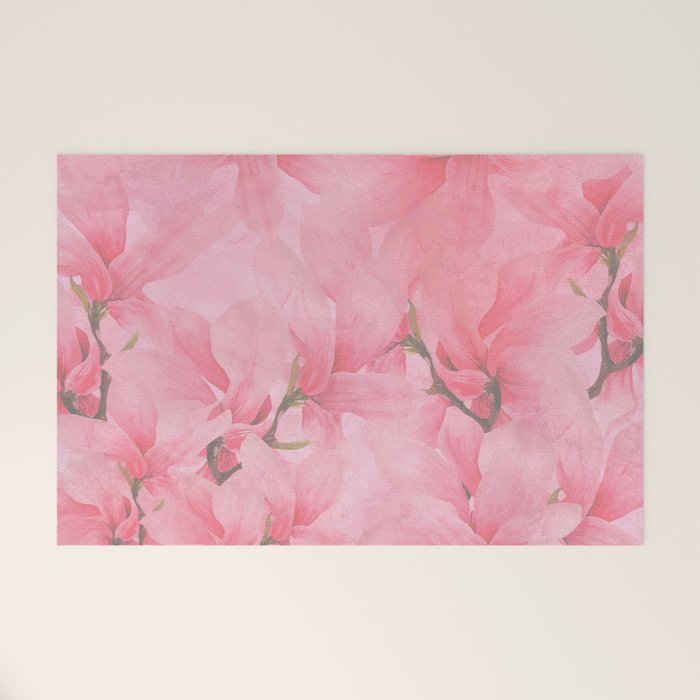 Blush pink green watercolor orchids flowers  Welcome Mat Gallery Image 1