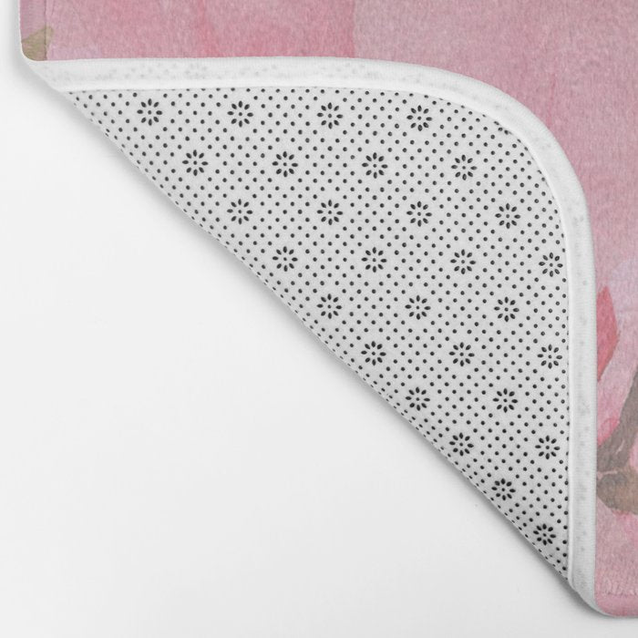 Blush pink green watercolor orchids flowers  Bath Mat Gallery Image 2
