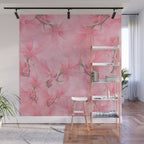 Blush pink green watercolor orchids flowers  Wall Mural Gallery Image 1