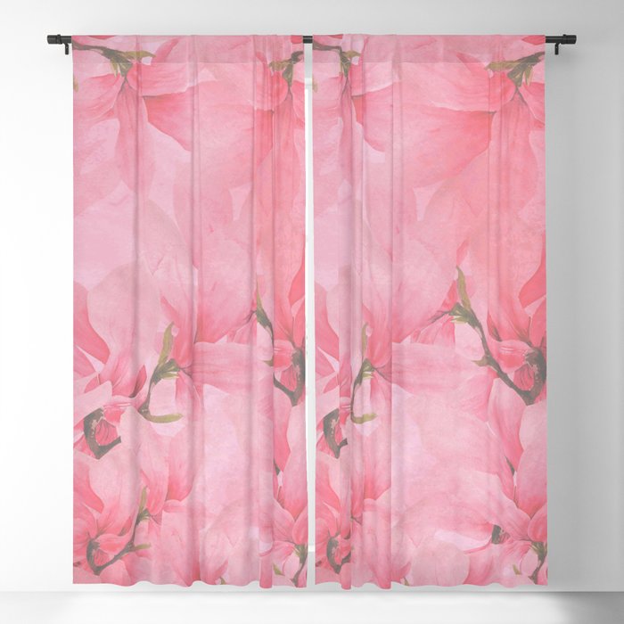 Blush pink green watercolor orchids flowers  Window Curtain Gallery Image 5