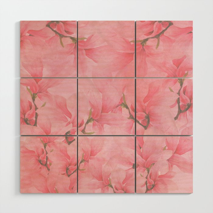 Blush pink green watercolor orchids flowers  Wood Wall Art Gallery Image 1