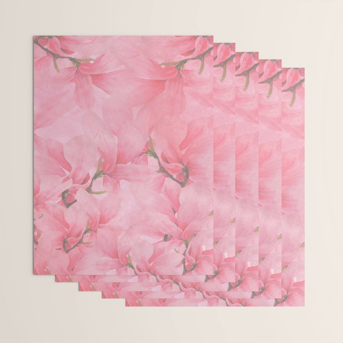 Blush pink green watercolor orchids flowers  Wrapping Paper Gallery Image 3