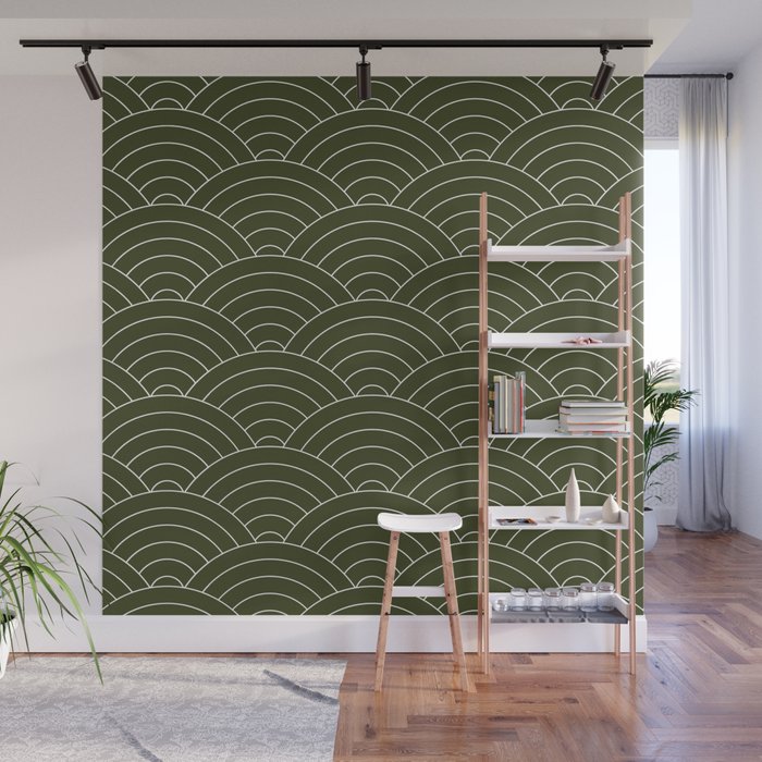 Waves (Olive) Wall Mural Gallery Image 1