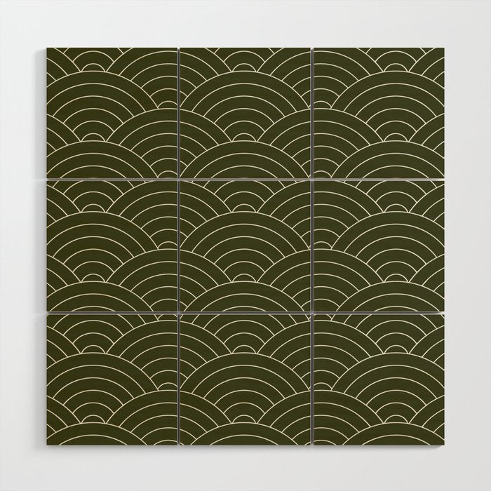 Waves (Olive) Wood Wall Art Gallery Image 1