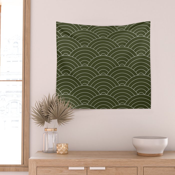 Waves (Olive) Wall Tapestry Gallery Image 2