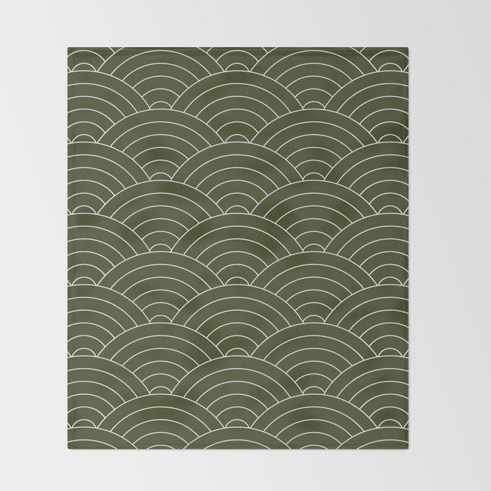 Waves (Olive) Throw Blanket Gallery Image 2