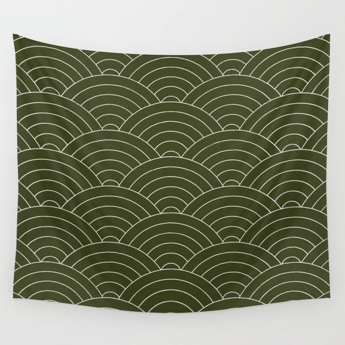 Waves (Olive) Wall Tapestry Gallery Image 4