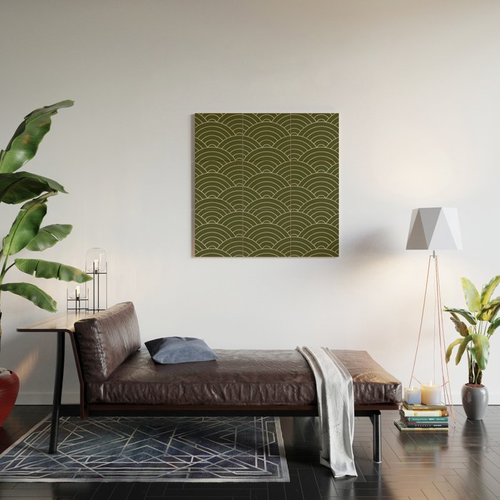 Waves (Olive) Wood Wall Art Gallery Image 2