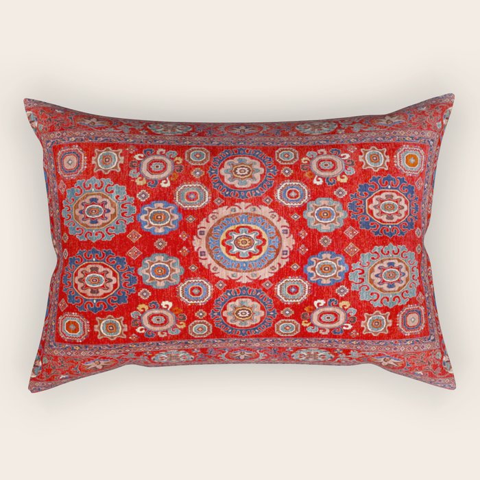 Red Suzani  Kazak Persian Rug Rectangular Pillow Gallery Image 1