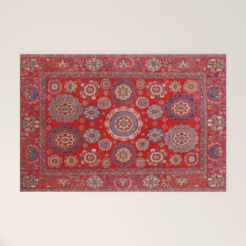 Red Suzani  Kazak Persian Rug Welcome Mat Gallery Image 1