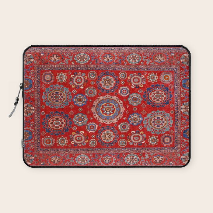 Red Suzani  Kazak Persian Rug Laptop Sleeve Gallery Image 1