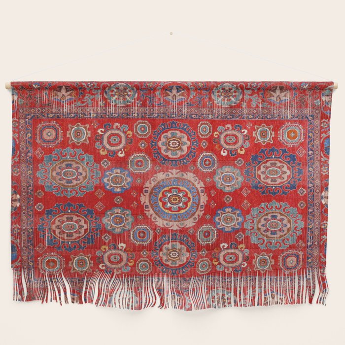 Red Suzani  Kazak Persian Rug Wall Hanging Gallery Image 1