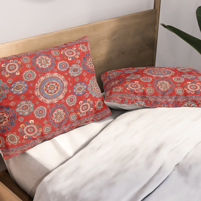 Red Suzani  Kazak Persian Rug Pillow Sham Gallery Image 2