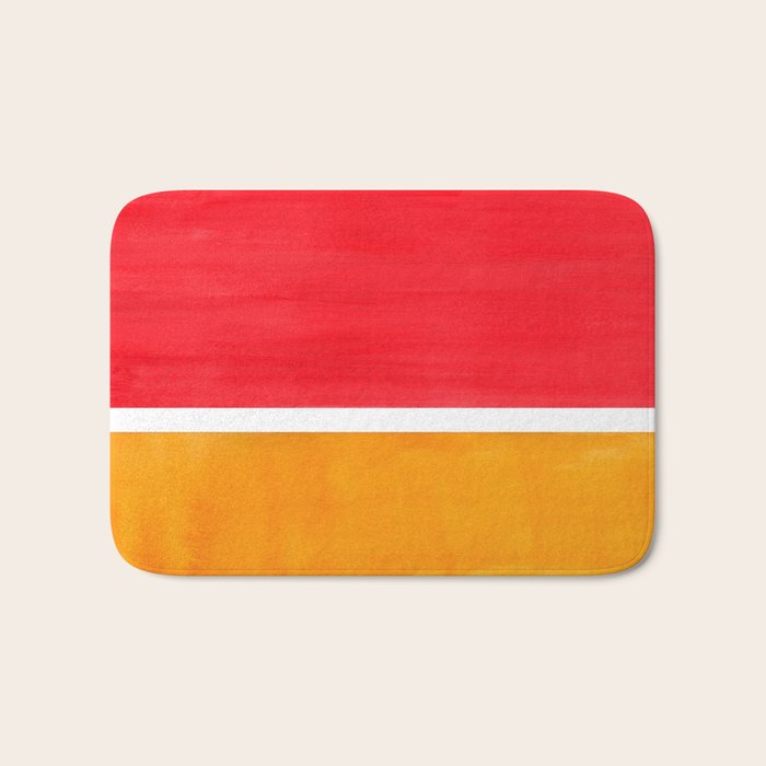 Colorful Bright Minimalist Rothko Color Field Midcentury Bright Red Yellow Squares Vintage Pop Art Bath Mat Gallery Image 1