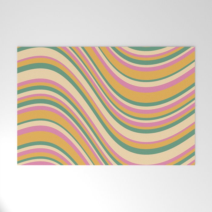 Wavy Stripes XIX - Boho Vintage Welcome Mat Gallery Image 1