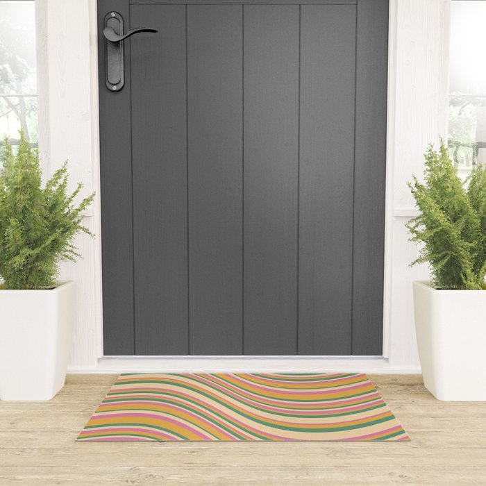Wavy Stripes XIX - Boho Vintage Welcome Mat Gallery Image 3